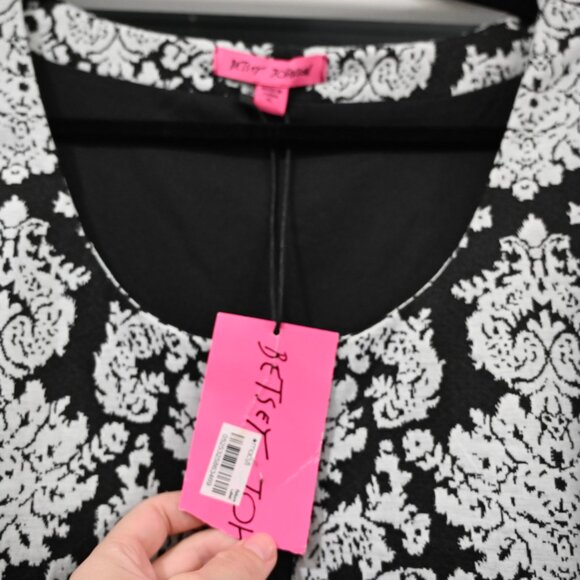 Betsy Johnson Size XL Black Floral Corset Puffed Sleeve Mini Dress NWT - Picture 5 of 9